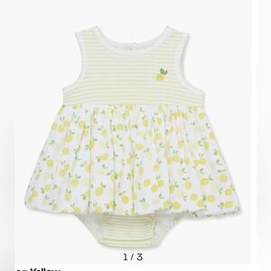 Little Me Lemons Yellow and White Bomber Cotton Dress Matching Headband Size 9M